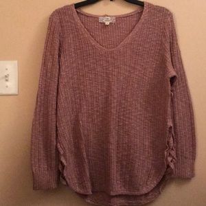 Pink side braided sweater
